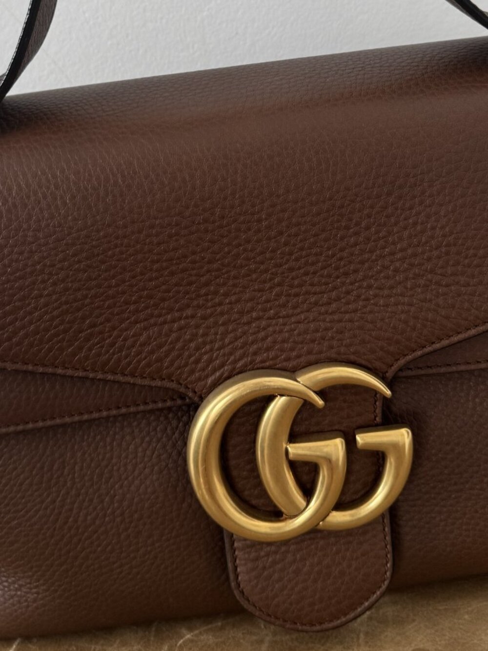 Gucci GG Marmont Brown Leather Shoulder Bag | Medium | Gold Hardware - Picture 7 of 16